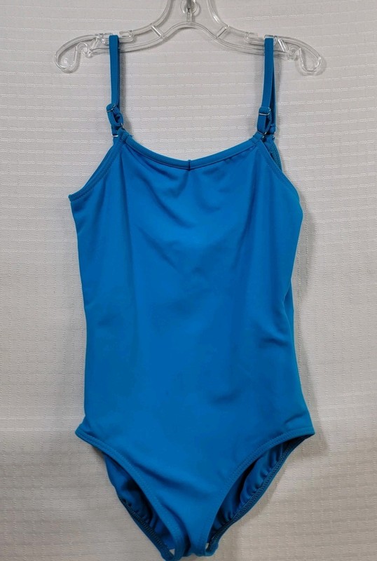 Capezio Girls Camisole Leotard with Adjustable Straps in Turquoise Blue Sz Large
