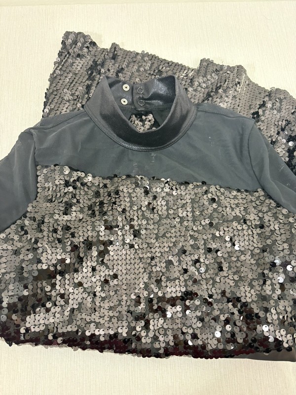 BALERA Weissman Dance Costume MA Black SQ11734 Ultra Sparkle Wrap Front Dress gallery
