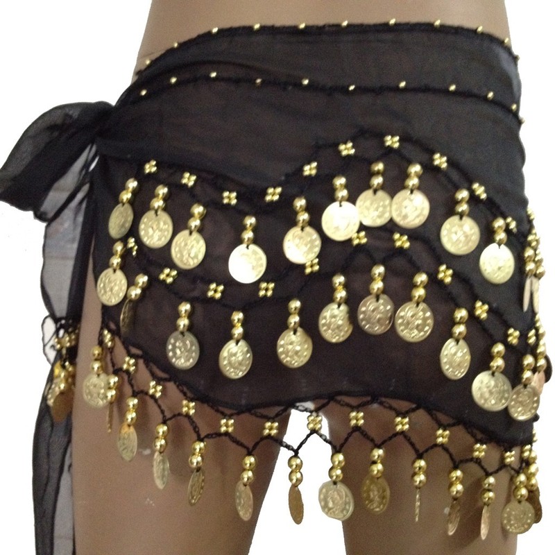 NEW Dancing Coin Chain Belly Dance Sequin Hip Skirt Scarf Wrap Belt Waistband
