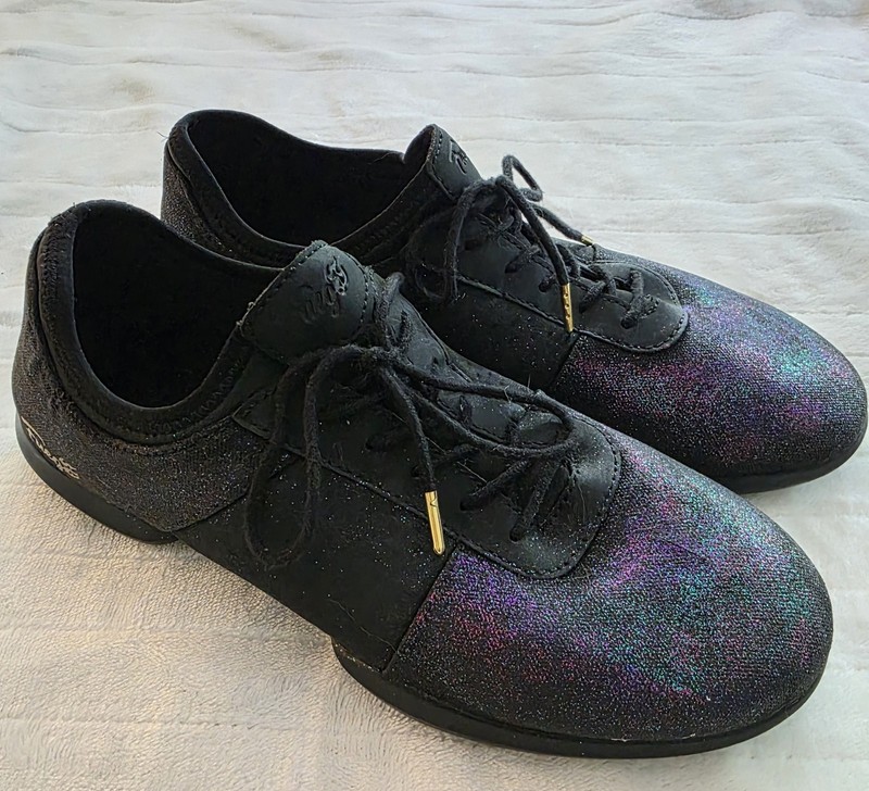 FUEGO Dance Shoes Sneakers Split Sole All Black Mens 7.5 Womens 9 *Altered*