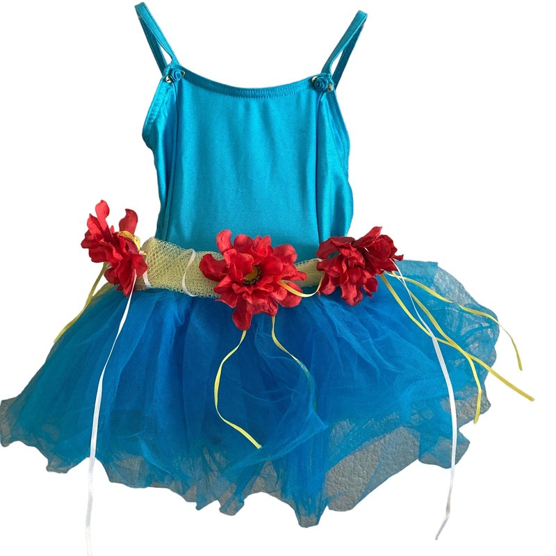 Tutu Dance Costume Girls XSC Blue Red One Piece Tulle