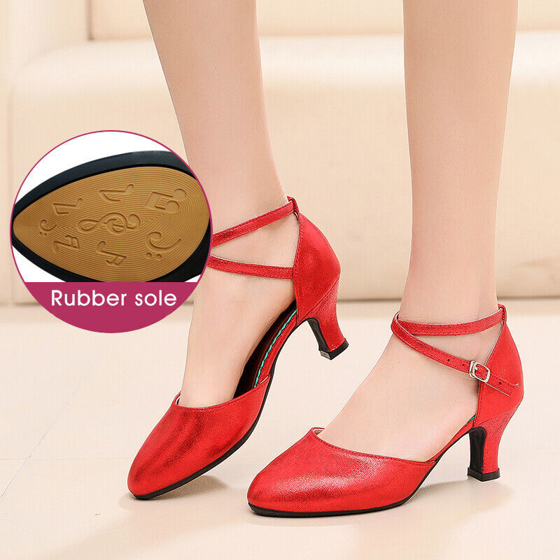 Women Girls Latin Dance Shoes High Heels Closed Toe Ballroom Dancing Shoes New