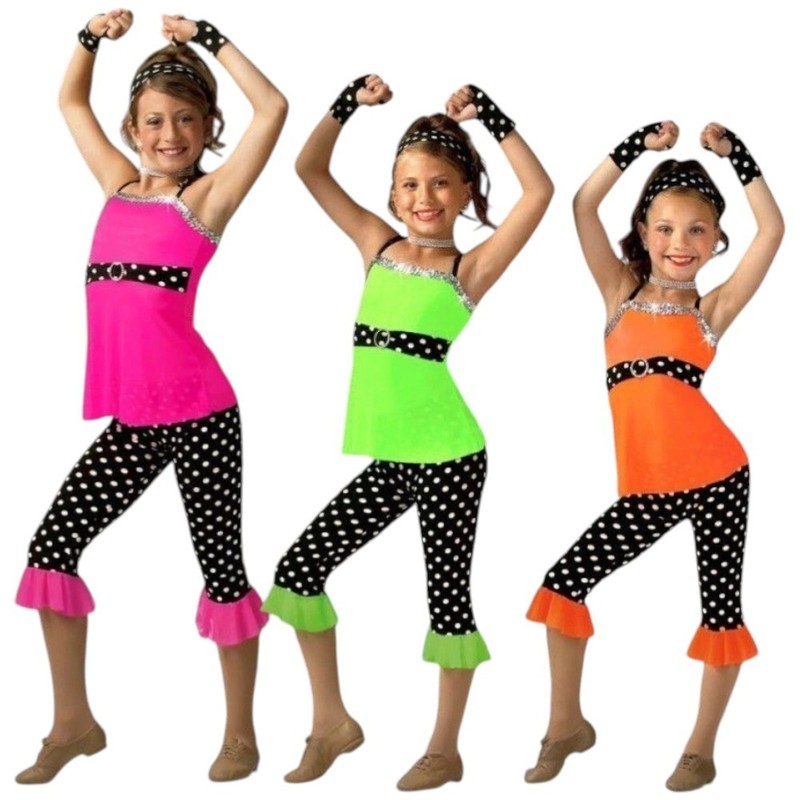 Funtastic GREEN Adult Large New Dance Costume Jazz & Tap With Head Wrap & Mitts