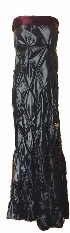 Women’s Long Ballroom Dance Dress Satin Gray Strapless Sheath Pop Corn Tucks 2-4