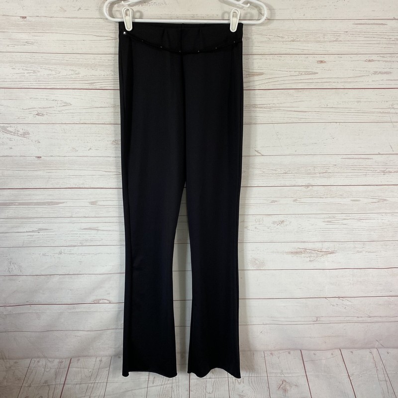 Capezio Womens Pull On Stretch Dance Pants Sz Small Black Thin Bling Belt 26×34