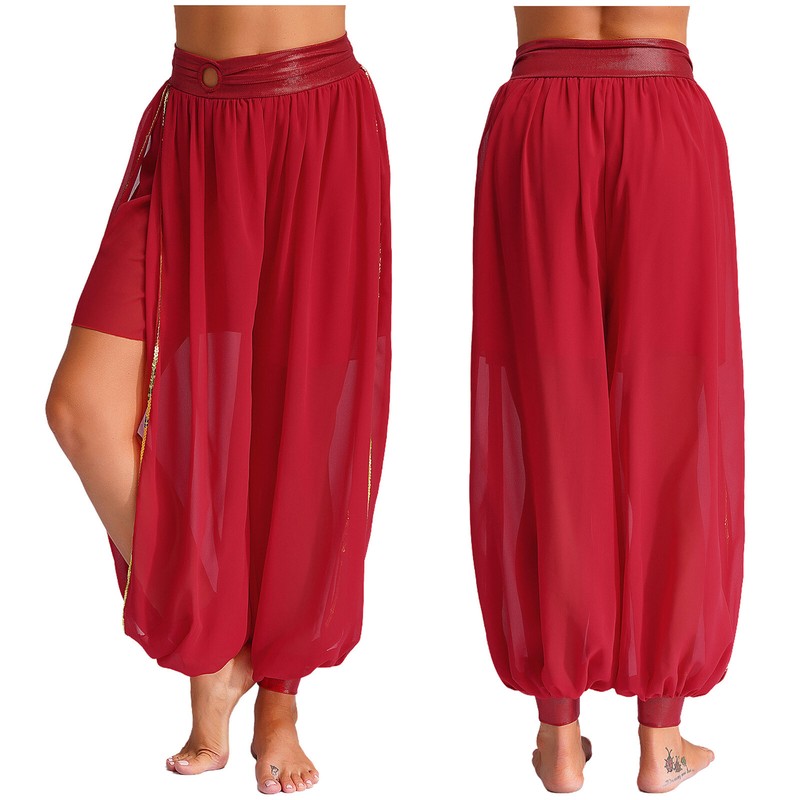 Women Belly Dance Chiffon Harem Yoga Pants Bloomers Arabic Halloween Trousers