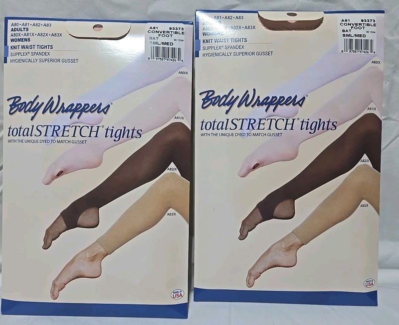 2 Pack Body Wrappers A81 ADULT Small/Medium Ballet Pink Convertible Tights