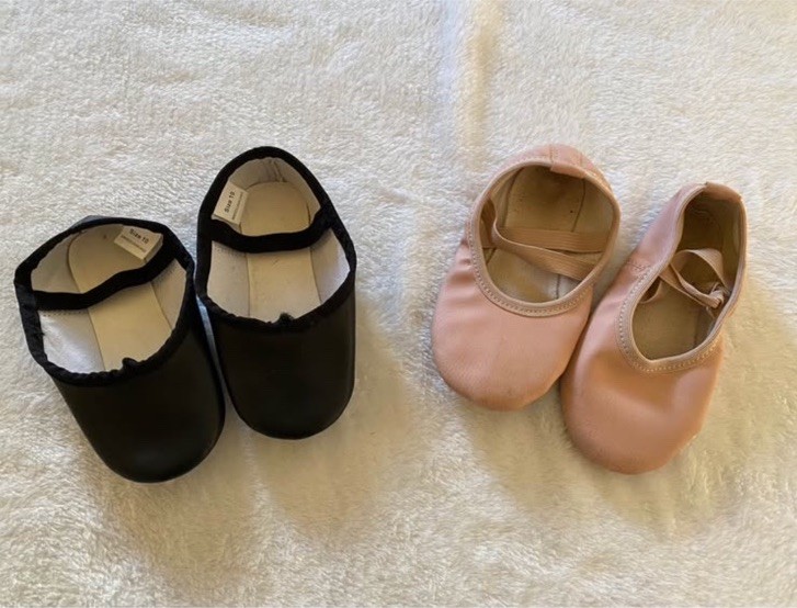 Black and Pink Ballet Shoes Unisex Size 4T with Elastic Bands Dance Slippers Set