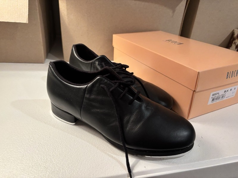 BLOCH Women’s Lace Up Leather Tap Shoes Bloch Mega Taps S0321L Black 9